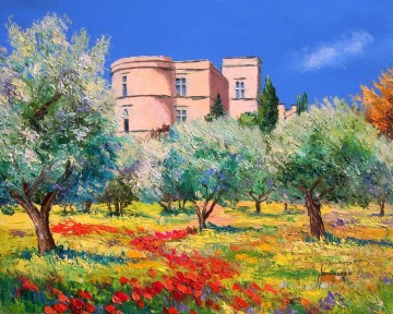  Chateau Painting - Le chateau de Lourmarin garden